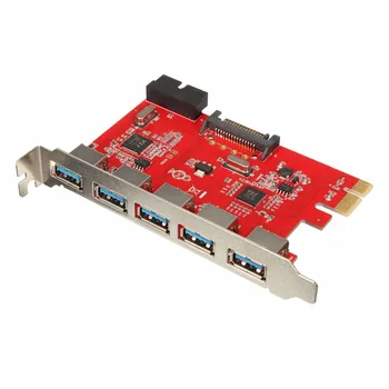 PCIE КЪМ USB 3.0 5 Пристанища USB3.0 Хъб ЗА PCI-E Express Адаптер за карти 20pin 15pin SATA XP на WIN 7 8 10