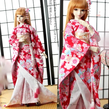 Ново кимоно 1/6 1/4 1/3 в японски стил с розов черешов цвят, кимона DD MSD, юката сакуры, YOSD, POPO68, дрехи за кукли чичо BJD, аксесоари