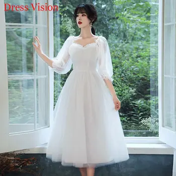 Simple Wedding Dress рокля Новия Vestido Wedding Party Dress Дантела Bride to be атласное рокля Robe Elegant 2021 Spring Short