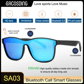 SACOSDING смарт очила 2023, поляризирани очила, Bluetooth-очила, слушалки с отворени уши, безжични слушалки, Bluetooth телефонен разговор
