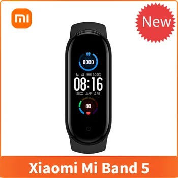 Умен гривна Xiaomi Mi Band 5 с 4-инчов цветен сензорен екран, гривна Mi Band 5, фитнес песен, монитор на сърдечната честота, спортен гривна за гмуркане