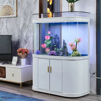 Лесен луксозен прост дънен филтър, аквариума за риби, хол, битова голяма кръгла стена, стъклена екологичен аквариум, офис, нов модел