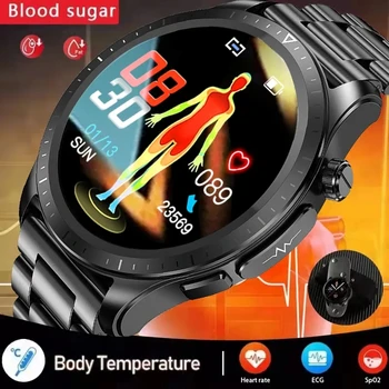 Мъжки смарт часовници за измерване на нивото на глюкоза в кръвта, ЕКГ, здравословен гривна, фитнес тракер, спортни часовници, температурата на тялото, умни часовници, мъжки умен часовник