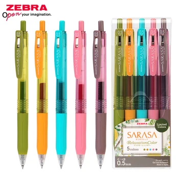 Комплект от 5 Цвята на ZEBRA SARASA Limited Гел Писалка JJ15 Студентски Цветен Преса-Тип Водна Писалка 0,5 мм Ръчно Рисувани Канцеларски материали Сладко