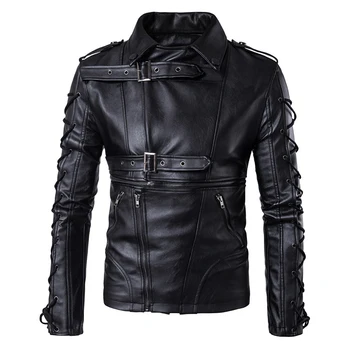 Марка AOWOFS, мъжки кожени якета, палта, нова мода в Европа и Америка, модни мотоциклетът кожено яке, голям размер 5XL, черно яке
