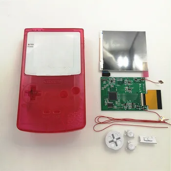 Комплект LCD екран с предварително вырезанным прозрачен розов корпус за Game Boy цвят GBC от бяло стъкло Лен Super OSD версия на Q5