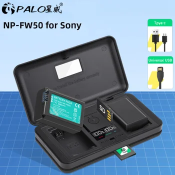 PALO NP-FW50 NP FW50 Батерия + Многофункционално Зарядно устройство за Sony Alpha a6500 a6300 a6000 a5000 a3000 NEX-3 A7 A7M2 A7R 7SM2 7M2
