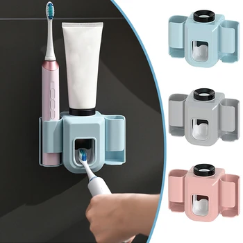 Стенен монтаж автоматичен опаковка на паста за зъби, държач за четка за зъби, за баня, електрически мултифункционален държач за четка за зъби, без перфорация