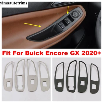 Вътрешната врата на колата, подлакътник, бутон за вдигане на прозорци, панел за управление, декорация, аксесоари от неръждаема стомана, подходящ за Buick Encore GX 2020 2021
