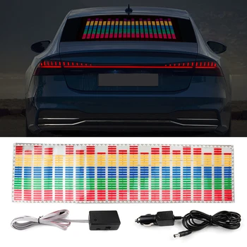 90x25 см 45x11 см Автомобилен RGB LED Музикален Ритъм Светкавица Със Звука на Активен Сензор Еквалайзер Стикер На Предното и Задното Стъкло За Полагане на Неонови Лампи