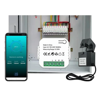 Sasha Smart Zigbee Брояч на енергия 80A с клипс App Monitor кВтч Напрежение, Ток, Консумирана мощност от 110 До 240 v