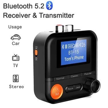 Аудиоадаптер Bluetooth 5.2 RCA и 3.5 мм жак, Aux 2RCA Bluetooth приемник предавател за PC говорителя Безжична Bluetooth адаптер за кола