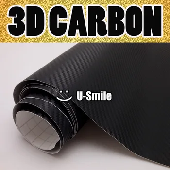 Премиум Черна 3D филмът Винил от Въглеродни влакна, Черен Филм От Въглеродни влакна, Безвоздушная Балон Автомобили опаковка, Размер: 1.52X30 м /ролка
