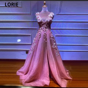 LORIE 2022 вечерни рокли с висока цепка 2022, дамски модни вечерни рокли с 3D флорални дантели и бродерии, дълги празнични рокли De Soirée