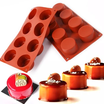 3D силиконова форма 8 дупки за пудинг, кексчета, торта, форми за печене на сладкиши, муса, шоколад, форма за торта, инструменти