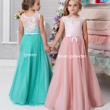 Дантелени шифоновые рокля с цветя модел за момичета, сватбени рокли с аппликацией за първи Св. причастие, рокли на принцеси за рожден ден