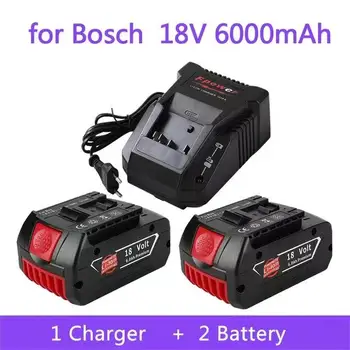 Батерия 18 6.0 А за Электродрели на Bosch с Литиево-йонна Батерия 18 В BAT609, BAT609G, BAT618, BAT618G, BAT614 + 1 Зарядно устройство