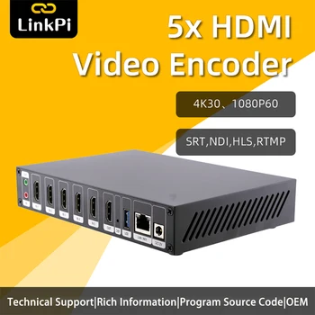 Линк Pi ENC5-V2 5-портов HDMI-енкодер 4K Декодер 1080P NDI HX SRT RTMP RTSP отразяване на живо на IPTV IPCam 4 GB Подкрепа DRR4 vMix, OBS