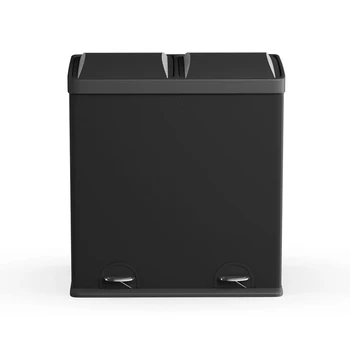 N' Sort 16-галлонный кухненската кофа за боклук с 2 отделения и коша за рециклиране, черен