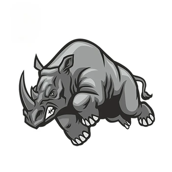 Забавна мультяшная стикер Зъл носорог Стикер Индивидуалност Автомобилен стайлинг Графична водоустойчив винил стикер с животни