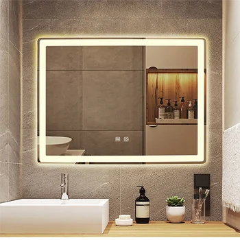 Умно Правоъгълно Огледало За Баня с осветление, огледало За душ С Анти-мъгла Затемнителем espejo pared Home Improvement GY
