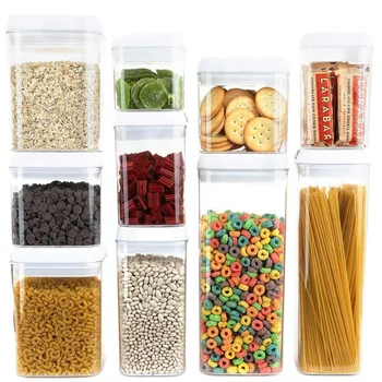 Набор от Пластмасови Контейнери за съхранение на хранителни продукти от 10 теми за 57,9 Чаши, Штабелируемые, Без BPA, с Затегнати Капачки, Прозрачна Кутия За опаковане на хранителни продукти
