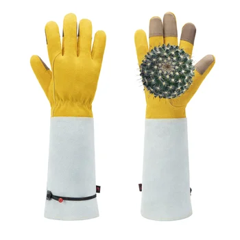 1 чифт тежки градински ръкавици-ръкавици за подрязване на рози, защитени от бодли, с дълъг ръкав, заваръчни градински ръкавици