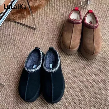 Колекция от 2023 г., Есенно-зимни Нови Топли Универсални Ежедневните домашни обувки на дебела подметка, дамски зимни обувки Baotou с маффиновой подметка