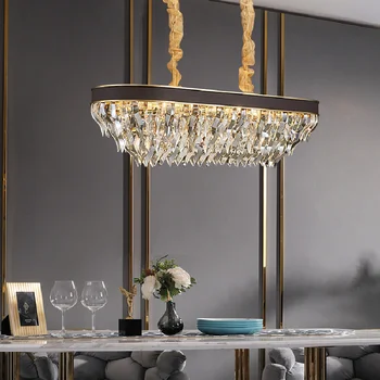 Дизайнерите препоръчват съвременната ресторанную кристален полилей с правоъгълна форма, луксозна американска вила, лампа за дневна