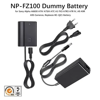 NP-FZ100 A7III Фиктивен Батерия Постоянно хранене-Комплект адаптери за променлив ток за Sony Alpha A6600 A7IV A7SIII A7C A1 FX3 A7R3 A7R IV, A9