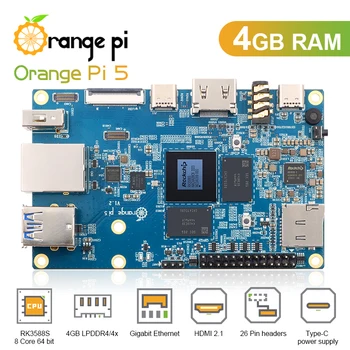 Orange Pi 5 4GB RK3588S, Външен Модул PCIE WiFi + BT, Одноплатный компютър SSD Gigabit Ethernet, Работещ с Android OS Debian