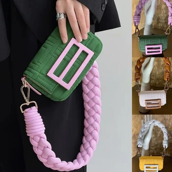 Висококачествена чанта за мобилен телефон с веригата на ивици, мини чанта през рамо, тъкани чанти, дамски чанта за подмишниците, Месинджър с едно рамо, малка квадратна чанта