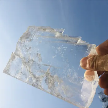 Натурална бяла грапава селенитовая кристална плоча прозрачен проба гипс