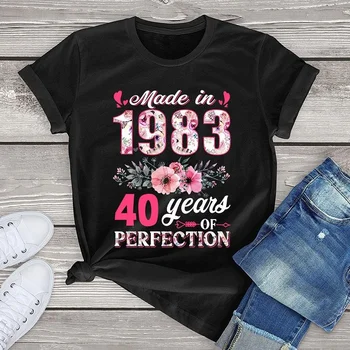 Новата Реколта Тениска с Принтом 1983 Г., на Хладно Дамска Мода С Къс Ръкав, Градинска Облекло, Индивидуални Тениски, Топ
