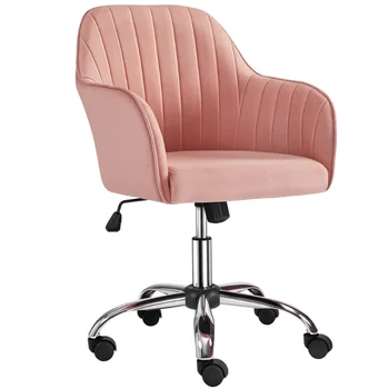 Регулируемо работно стол със средна облегалка и подлакътници, розово офис стол за компютърните геймъри Офис мебели Търговски