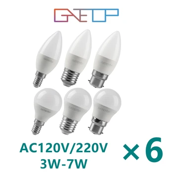 6 бр. led лампи са енергийно ефективни G45 C37 E14 E27 B22 3 W 5 6 w W 7 W AC230V AC110V Led лампи за голф, за Декорация на дома