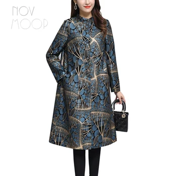 Novmoop дамско палто от естествена кожа с цветен модел от овча кожа оверсайз Италия луксозен стил LT3365