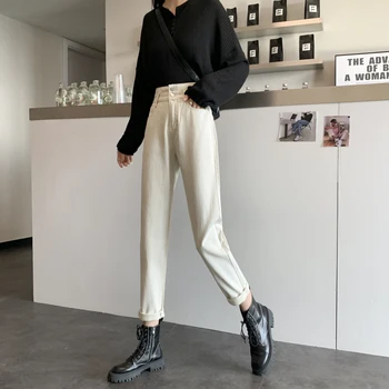 N5002, нови модни универсални прави панталони с висока талия, дънки