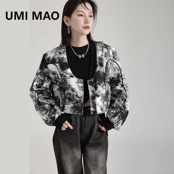 UMI MAO Yamamoto Тъмно Палто С Малък Дизайнерски Чувство, Оцветени в ретро-стил Вратовръзка, Свободна Тънка Яке, Палто В Уличном Стил, Дамски Есенното яке 2023, Дамски яке