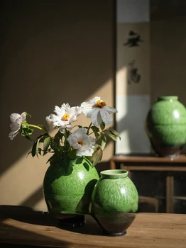 Китайски керамични вази дзен, ретро-стил, тих вятър, дебели керамични стомни, древен Китайски стил, хол, цветен режим,