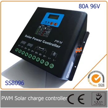 Слънчев контролер на заряд на 80A 96V PWM с led и LCD-дисплей, напрежение автоматична идентификация, дизайн MCU с отлична производителност