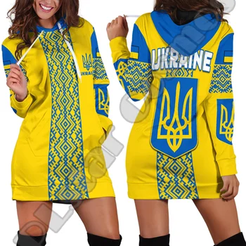 Ултрамодерен Флаг на Страната Украйна Татуировка с Потребителско Име Реколта Ретро Harajuku 3DPrint Пуловер С Дълги Ръкави на Женските Блузи Рокля X4