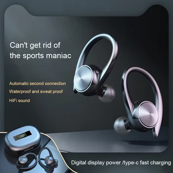 Безжични Слушалки IPX5 Bluetooth Водоустойчиви Спортни Слушалки-Заушники TWS Hi-Fi Стерео Музикални Слушалки Airdots с Микрофон