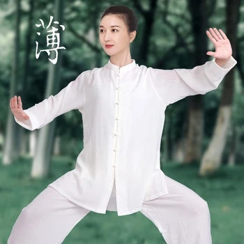 Китайски традиционен костюм Houdan Тай Джи Женски бойни изкуства бельо облекла за практикуване на тай Чи от памук и лен Мъжка лятна тънка