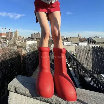 Червени обувки Astro Boy, Дълги Непромокаеми Ботуши от Eva На Дебела подметка, Дамски и Мъжки обувки на плоска подметка с Кръгла пръсти, Големи Размери 2023, Модни Обувки, Без Закопчалка
