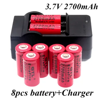 Оригинален 2700 mah Акумулаторна батерия От 3.7 На Литиево-йонна батерия 16340 Батерии cr123a lithium Батерия Led Фенерче Пътуване Стена Зарядно Устройство За Батерия 16340