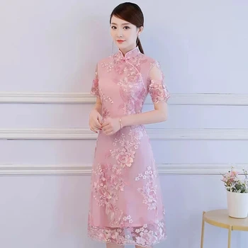 Китайски традиционен сватбен Ципао, женствена бродерия, елегантна ежедневна рокля, дамски бродирани дрехи, Рокли за партита