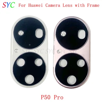 Оригинална Рамка на Задната камера със Стъкло на Обектива На Huawei P50 Pro, Стъкло на Обектива на Камерата с Рамка, резервни Части За Ремонт на