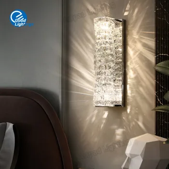 Луксозни стенни лампи, кристал нощна лампа, модерен led стенен тела за спалнята, хола, ТВ-фон, монтиран на стената лампа, домашен декор