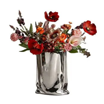 Ваза Nordic Моранди, декорации от сухи цветя, креативна керамична ваза от сребро с покритие покритие, модел ваза, подарък за декориране на дневната